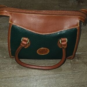 Brown and Green Leather Shoulder Bag